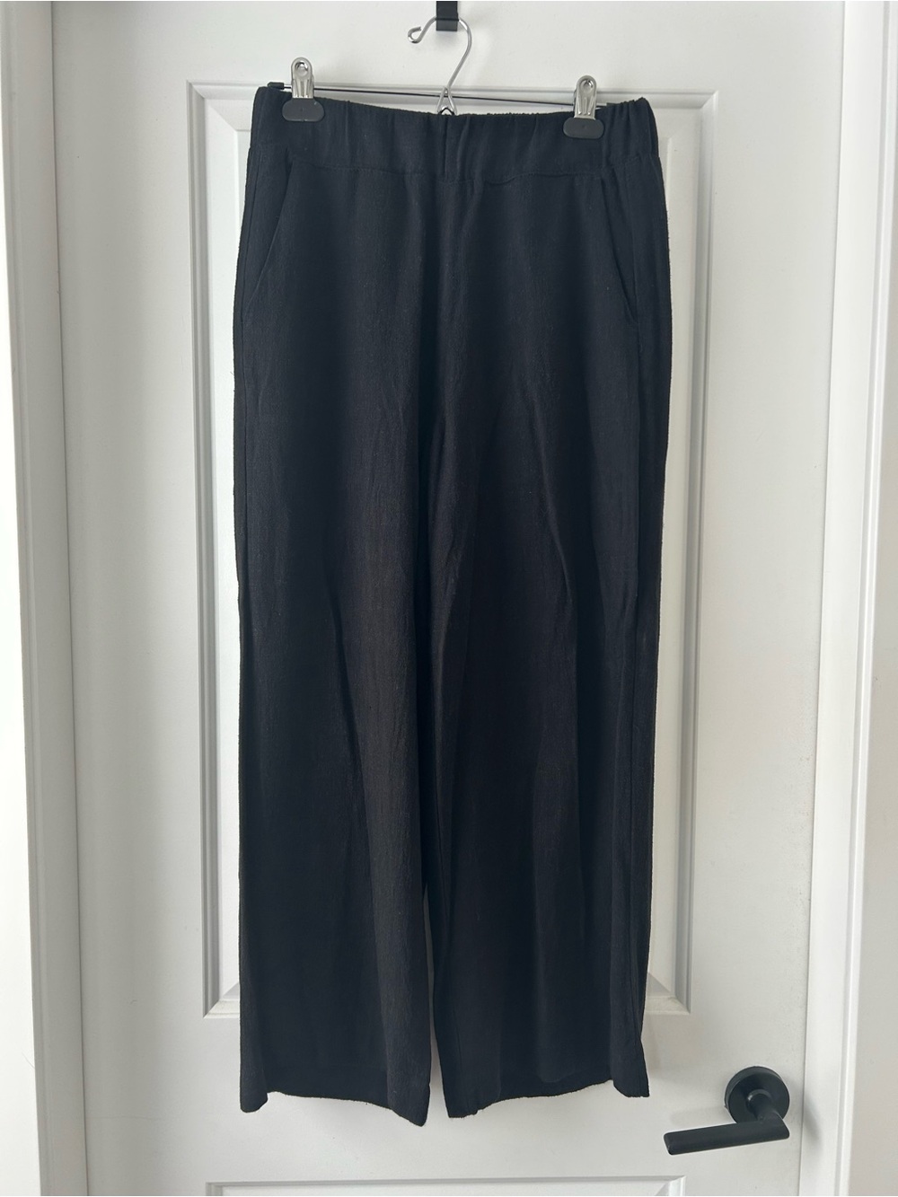 Dex Black Elastic-Waist Wide Leg Pants